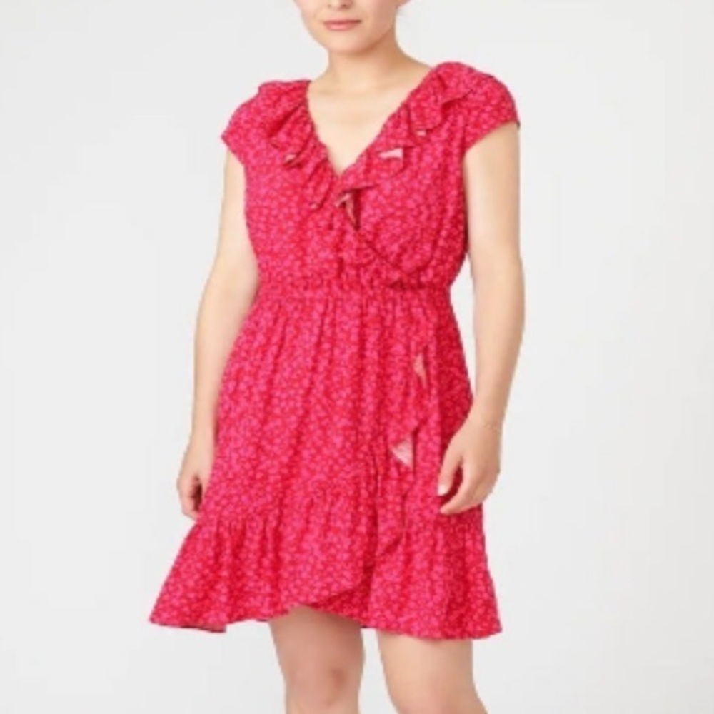 J. Crew Ruffle V-Neck Faux Wrap Floral Dress